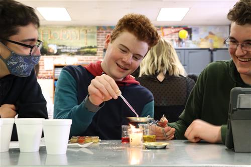 Students collaborate on a science project