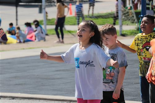 Students cheering outside