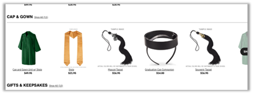 Cap and Gown Items List