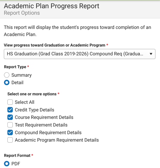 Screenshot Academic Plan Progress