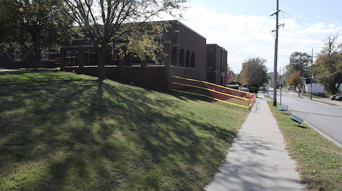 A school area marked for remediation