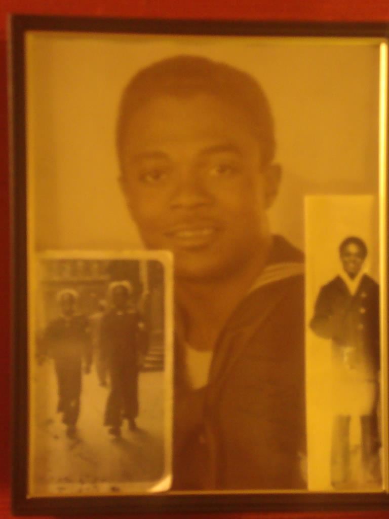 Collage of images of a black enlisted sailor