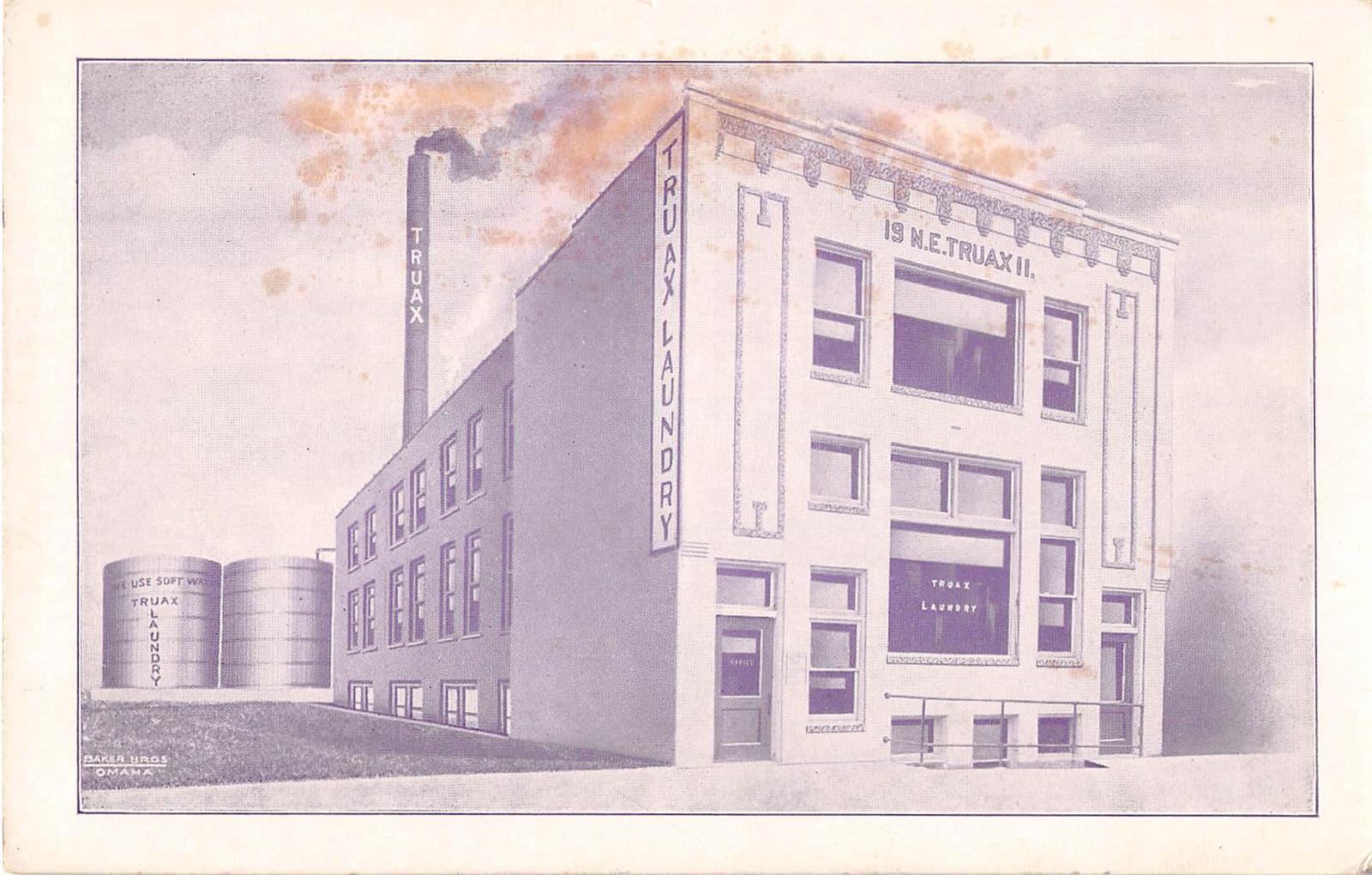 Postcard image of the Truax Laundry building