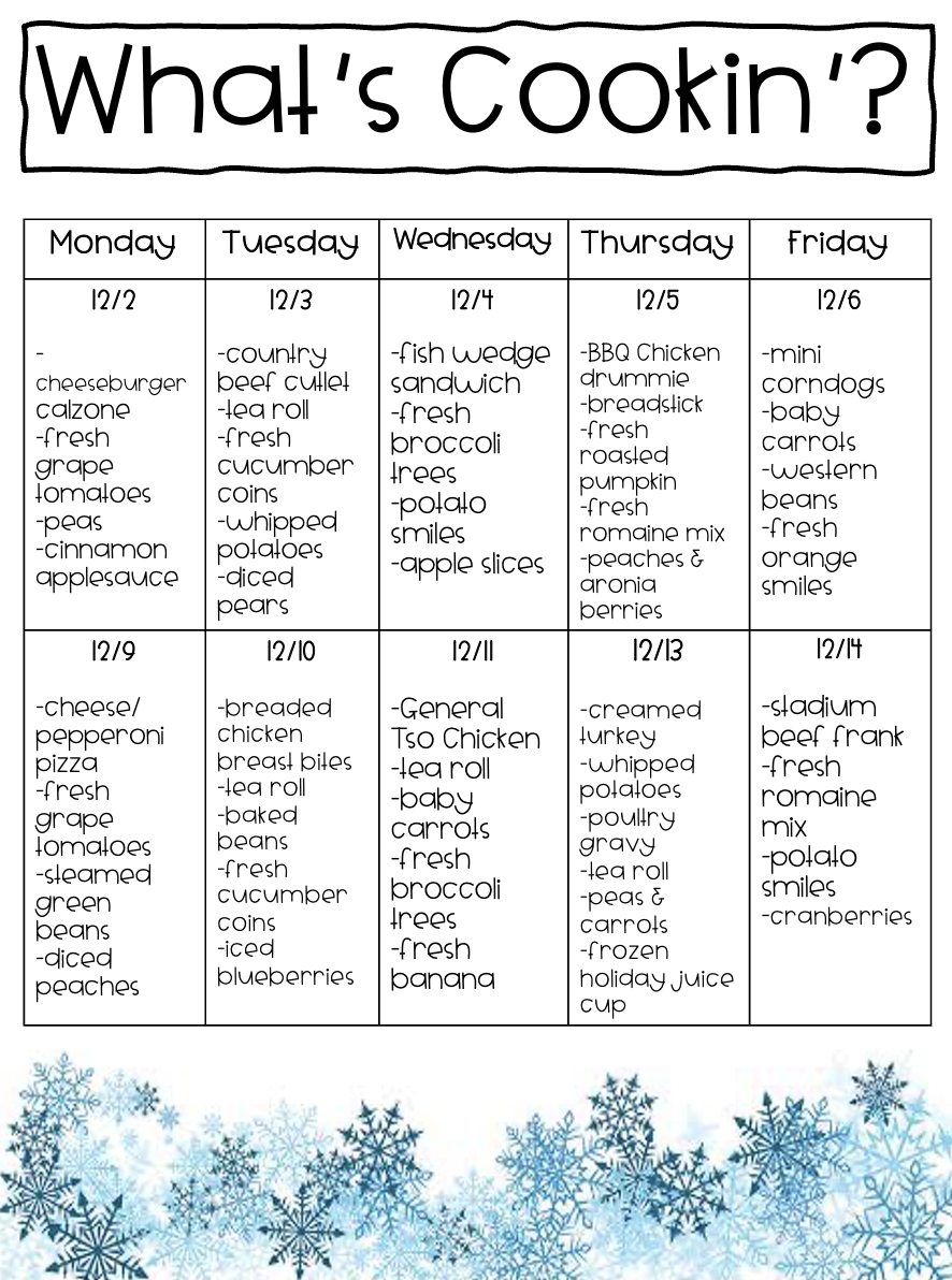  Lunch Menu