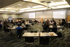 This is an image of students attending the advanced placement summer symposium.