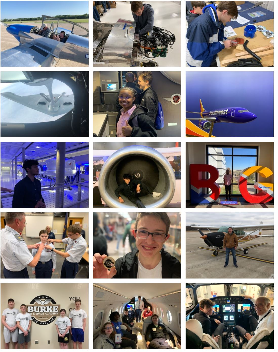 Collage of students participating in Air and Space Academy coursework