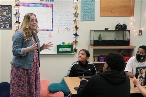 Teacher in front of a group of students