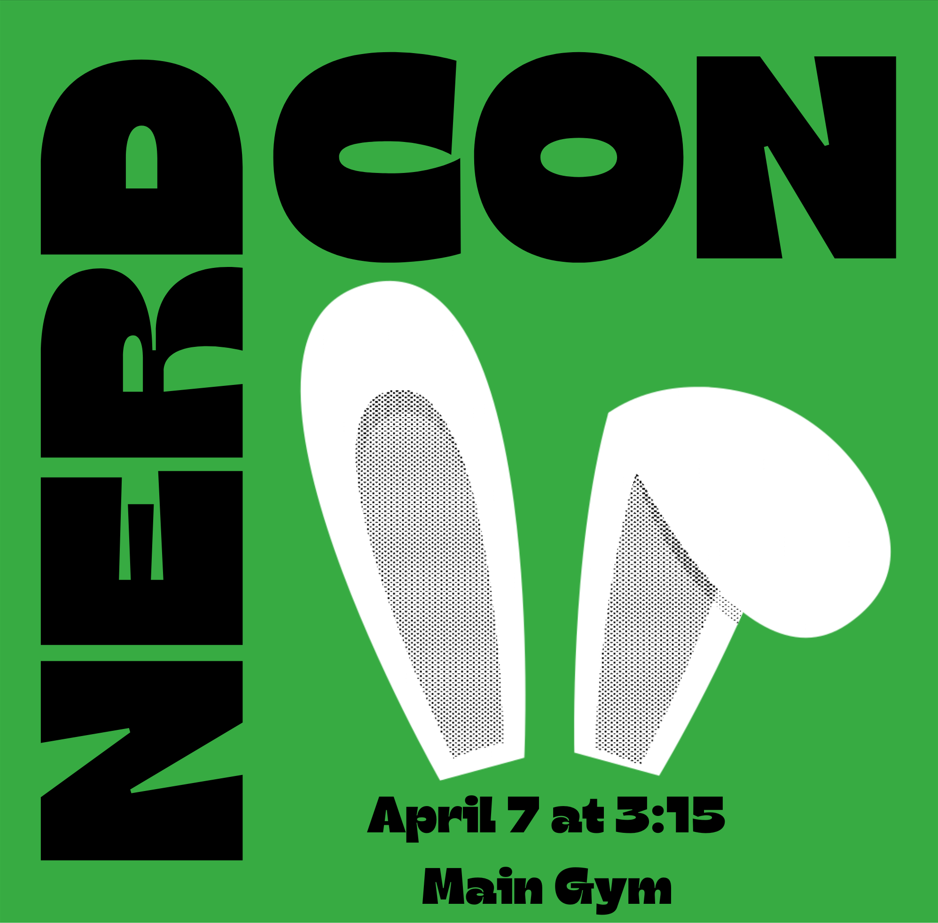  Image of a bunny ears with words Nerd Con